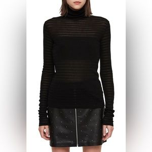 All Saints Esme Shimmer Striped Turtleneck Top Size L